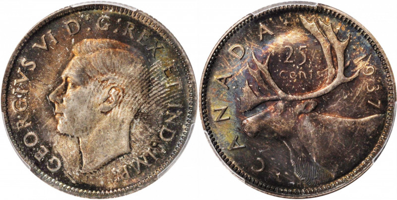 CANADA

CANADA. 25 Cents, 1937. Ottawa Mint. PCGS MS-65 Gold Shield.

KM-35....