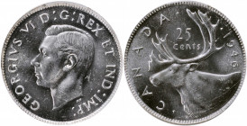 CANADA

CANADA. Duo of 25 Cents (2 Pieces), 1946 & 1947. Ottawa Mint. Both PCGS MS-64 Gold Shield Certified.

KM-35. This pairing of near-Gem mino...
