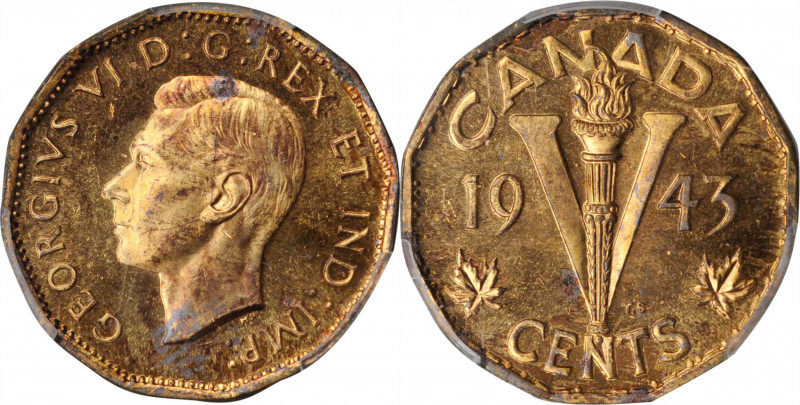 CANADA

CANADA. Tombac 5 Cents, 1943. Ottawa Mint. PCGS SPECIMEN-63 Gold Shiel...