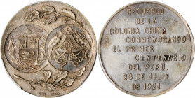 Chinese Medals

CHINA. China - Peru. Colonists' Centennial of Peruvian Independence Silver Medal, 1921. Lima Mint. PCGS Genuine--Cleaned, Unc Detail...