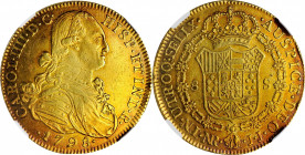 COLOMBIA

COLOMBIA. 8 Escudos, 1798-NR JJ. Nuevo Reino Mint. Charles IV. NGC AU-53.

Fr-51; KM-62.1. Possessing an elegant appearance with reddish...