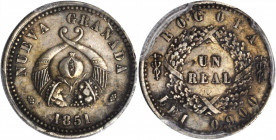 COLOMBIA

COLOMBIA. Real, 1851. Bogota Mint. PCGS AU-53 Gold Shield.

KM-112; Restrepo-185.1. Toned an original, deep golden-gray color, this mino...