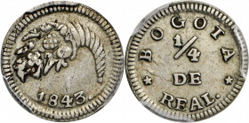 COLOMBIA

COLOMBIA. 1/4 Real, 1843. Bogota Mint. PCGS AU-50 Gold Shield.

KM-90.1; Restrepo-172.13. This pleasantly centered specimen features ful...