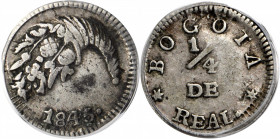 COLOMBIA

COLOMBIA. 1/4 Real, 1845. Bogota Mint. PCGS VF-30 Gold Shield.

KM-90.1; Restrepo-172.17. A fairly well struck and lightly toned minor....