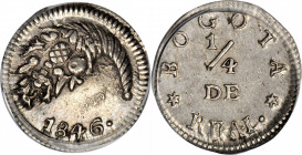 COLOMBIA

COLOMBIA. 1/4 Real, 1846. Bogota Mint. PCGS AU-58 Gold Shield.

KM-90.1; Restrepo-172.19. This well centered and rather well struck mino...