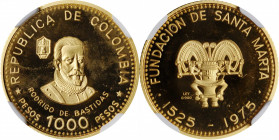 COLOMBIA

COLOMBIA. 1000 Pesos, 1975. Valcambi Mint. NGC PROOF-67 Ultra Cameo.

Fr-137; KM-259. AGW: 0.1244 oz. 450th Anniversary of the City of S...