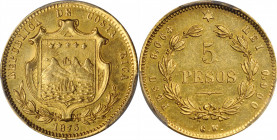 COSTA RICA

COSTA RICA. 5 Pesos, 1873-GW. San Jose Mint. PCGS AU-58 Gold Shield.

Fr-18; KM-118. Variety with "5 PESOS". The SCARCER of the two va...