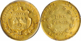 COSTA RICA

COSTA RICA. 2 Pesos, 1876-GW. San Jose Mint. PCGS AU-53 Gold Shield.

Fr-18a corr. (listed as "2 PESOS"); KM-122. Variety with "DOS PE...