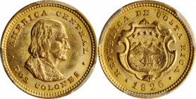 COSTA RICA

COSTA RICA. 2 Colones, 1926. Philadelphia Mint. PCGS MS-63 Gold Shield.

Fr-22; KM-139. A SCARCE date, with frosty luster.

Estimate...