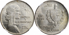 CUBA

CUBA. Peso, 1936. NGC MS-63.

KM-22. "ABC" Peso type. An attractive Peso with full luster and light toning.

Estimate: $360.00 - $500.00