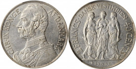 DANISH WEST INDIES

DANISH WEST INDIES. 40 Cents, 1905-P GJ. Copenhagen Mint. Christian IX. PCGS AU-55 Gold Shield.

KM-80. A few stray marks in t...