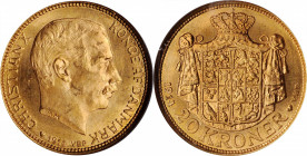 DENMARK

DENMARK. 20 Kroner, 1914-VBP AH. Copenhagen Mint. NGC MS-66.

Fr-299; KM-817.1. A well struck Gem with pleasing full cartwheel luster on ...