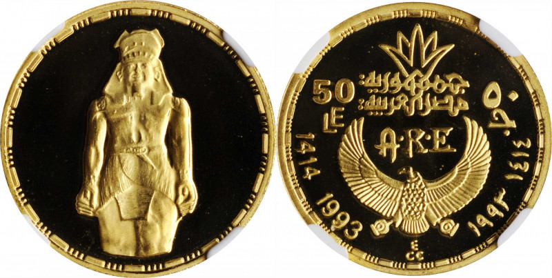EGYPT

EGYPT. 50 Pounds, AH 1414 (1993). NGC PROOF-69 Ultra Cameo.

Fr-258; ...
