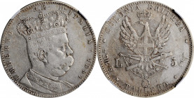 ERITREA

ERITREA. 5 Lire (Tallero), 1891. Rome Mint. Umberto I of Italy. NGC VF Details--Cleaned.

Dav-27; KM-4. An elegant design presenting an i...
