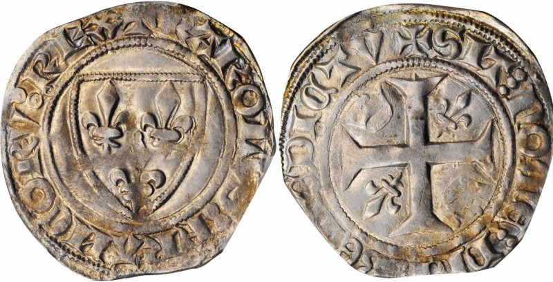 Louis XV and earlier (through 1774)

FRANCE. Blanc Guenar, ND (1380-1422). Tou...