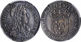 Louis XV and earlier (through 1774)

FRANCE. 1/12 Ecu, 1671-&. Aix Mint. Louis XIV. PCGS EF-45 Gold Shield.

KM-199; Dup-1486; Gad-115. Mintage: 2...