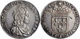 Louis XV and earlier (through 1774)

FRANCE. Orange. 1/12 Ecu, 1658-A. Guillaume-Henri de Nassau. PCGS AU-58 Gold Shield.

Boudeau-1013; cf. KM-90...
