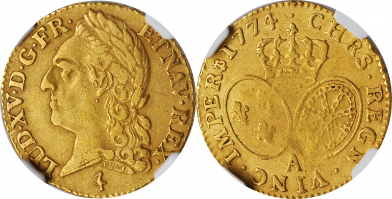 Louis XV and earlier (through 1774)

FRANCE. Louis d'Or, 1774-A. Paris Mint. L...