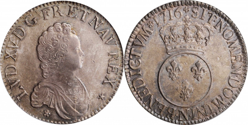 Louis XV and earlier (through 1774)

FRANCE. Ecu, 1716-N. Montpellier Mint. Lo...