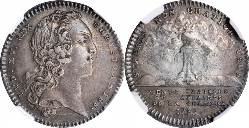 Louis XV and earlier (through 1774)

FRANCE. Silver Jeton, 1739. Louis XV. NGC...