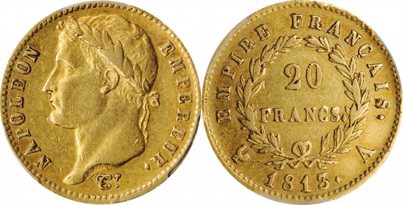 Louis XVI to Napoleon III (1774-1870)

FRANCE. 20 Francs, 1813-A. Paris Mint. ...