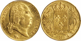 Louis XVI to Napoleon III (1774-1870)

FRANCE. 20 Francs, 1819-A. Paris Mint. Louis XVIII. PCGS AU-55 Gold Shield.

Fr-538; KM-712.1; Gad-1028. Li...
