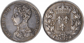 Louis XVI to Napoleon III (1774-1870)

FRANCE. Silver 5 Francs Essai (Pattern), 1832/1. Brussels Mint. Henry V, the Pretender. PCGS SPECIMEN-45 Gold...