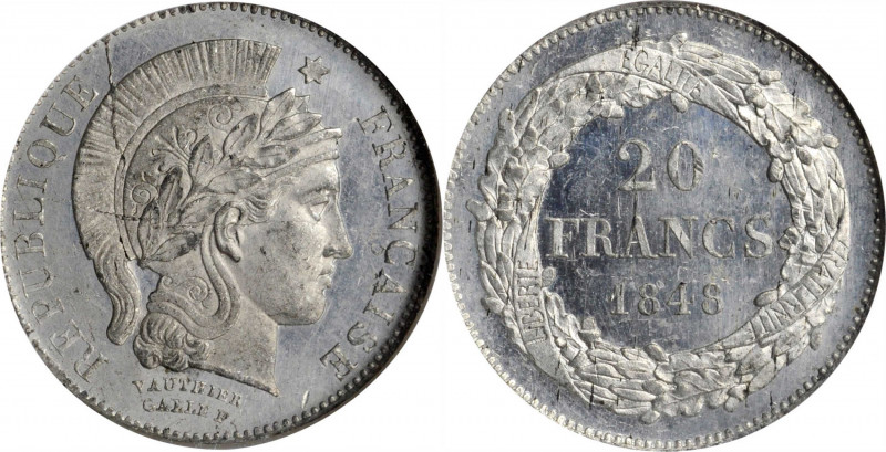 Louis XVI to Napoleon III (1774-1870)

FRANCE. White Metal 20 Francs Essai (Pa...