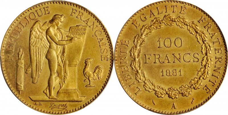 Third Republic to current (since 1870)

FRANCE. 100 Francs, 1881-A. Paris Mint...