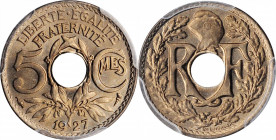 Third Republic to current (since 1870)

FRANCE. 5 Centimes, 1927. Paris Mint. PCGS MS-67 Gold Shield.

Gad-170; KM-875. A bold and detailed strike...