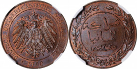 GERMAN EAST AFRICA

GERMAN EAST AFRICA. Pesa, 1890. Berlin Mint. Wihelm II. NGC MS-65 Brown.

KM-1; J-710. Radiant and rather alluring, this Gem p...