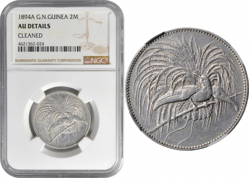 GERMAN NEW GUINEA

GERMAN NEW GUINEA. 2 Mark, 1894-A. Berlin Mint. NGC AU Deta...