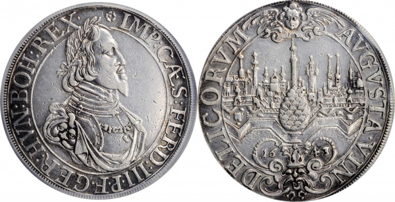 German States

GERMANY. Augsburg. Taler, 1643. Free Imperial City. PCGS Genuin...