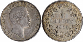 German States

GERMANY. Baden. 1/2 Gulden, 1861. Karlsruhe Mint. Friedrich I. PCGS AU-55 Gold Shield.

KM-243; J-75b. Lightly handled and toned, w...