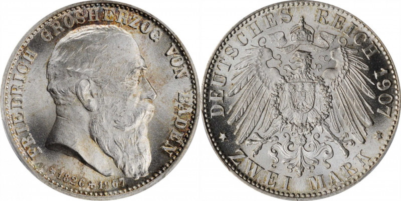 German States

GERMANY. Baden. 2 Mark, 1907. Karlsruhe Mint. Friedrich I. PCGS...