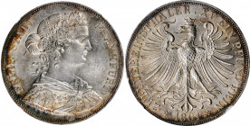 German States

GERMANY. Frankfurt. 2 Talers, 1861. Free City. NGC MS-62.

Dav-651; KM-365. Some scattered hairlines and light marks are noted in t...