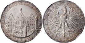 German States

GERMANY. Frankfurt. Taler, 1863. Free City. NGC MS-63.

Dav-654; KM-372. Commemorating the Assembly of Princes in August 1863, this...