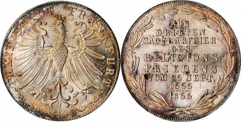 German States

GERMANY. Frankfurt. 2 Gulden, 1855. Free City. PCGS MS-66 Gold ...