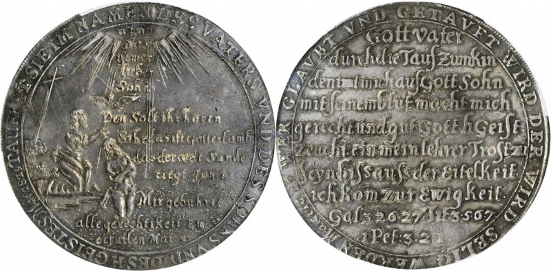 German States

GERMANY. Harz. Tauftaler (Baptismal Taler), ND (1701-67). Zelle...