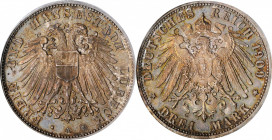 German States

GERMANY. Lubeck. 3 Mark, 1909-A. Berlin Mint. PCGS PROOF-64.

KM-215; J-82. Emanating from the second year of issue, this SCARCE pr...
