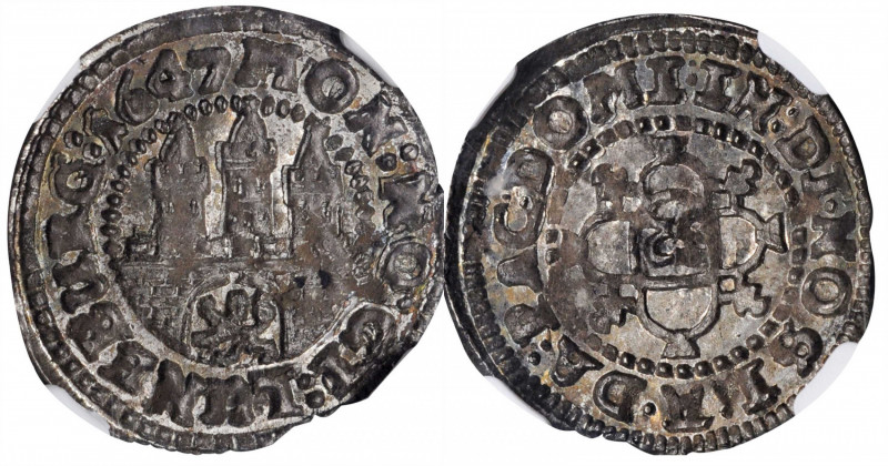 German States

GERMANY. Luneburg. 1/32 Taler - Schilling, 1647. Free City. NGC...