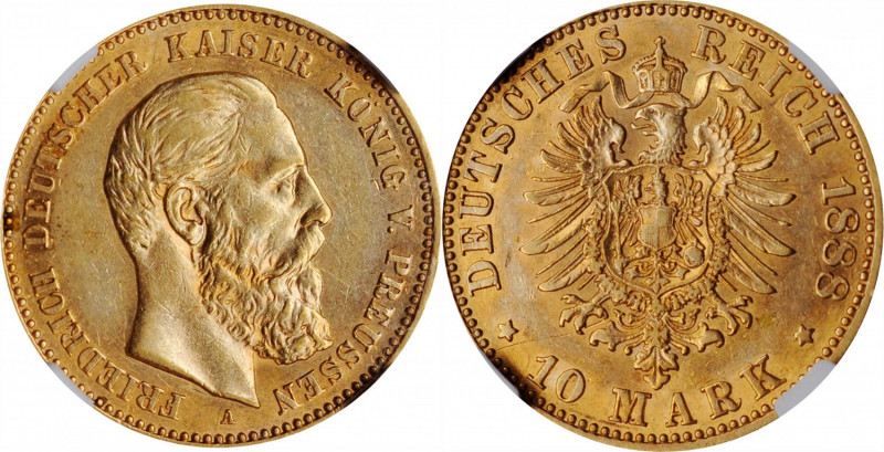 German States

GERMANY. Prussia. 10 Mark, 1888-A. Berlin Mint. Friedrich III. ...