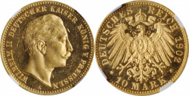 German States

GERMANY. Prussia. 10 Mark, 1902-A. Berlin Mint. Wilhelm II. NGC PROOF-62 Ultra Cameo.

Fr-3835; KM-520; J-251. Some scattered marks...