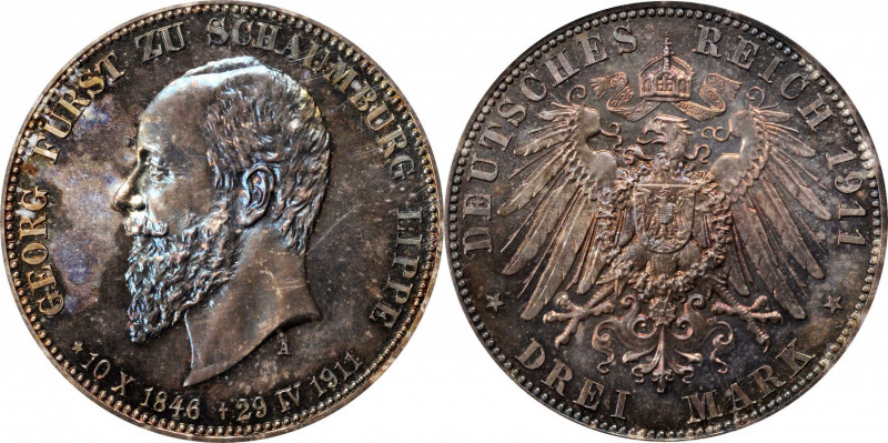 German States

GERMANY. Schaumberg-Lippe. 3 Mark, 1911-A. Berlin Mint. PCGS PR...