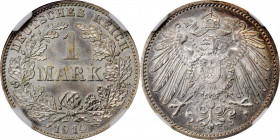 German Empire and Later

GERMANY. Empire. Mark, 1914-G. Karlsruhe Mint. Wilhelm II. NGC MS-67.

KM-14. An argent example with satiny luster. Some ...