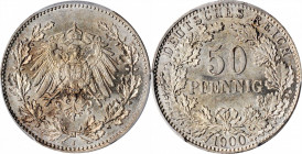 German Empire and Later

GERMANY. Empire. 50 Pfennig, 1900-J. Hamburg Mint. Wilhelm II. PCGS MS-62 Gold Shield.

KM-15; J-15. Argent and nearly-ch...
