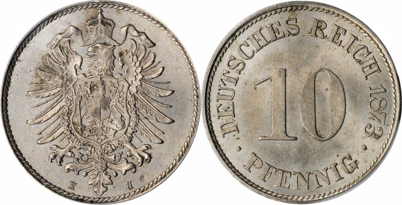 German Empire and Later

GERMANY. Empire. 10 Pfennig, 1873-H. Darmstadt Mint. ...