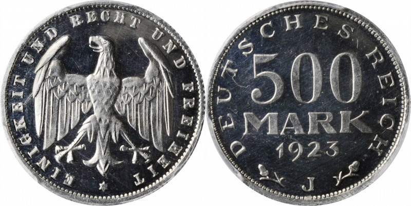 German Empire and Later

GERMANY. Weimar Republic. 500 Mark, 1923-J. Hamburg M...