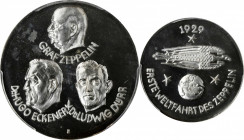 German Empire and Later

GERMANY. Weimar Republic. LZ-127 World Tour/Zeppelin, Eckener & Duerr Silver Medal, 1929. Munich Mint. PCGS PROOF-64 Cameo ...
