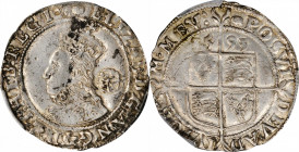 Elizabeth I and earlier (through 1603)

GREAT BRITAIN. 6 Pence, 1593. London Mint; im: tun. Elizabeth I. PCGS Genuine--Environmental Damage, AU Deta...